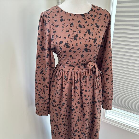 Oat + Fork Prairie Revival Boho Dress Small Floral Midi Long Sleeve Fall Western - Picture 6 of 9